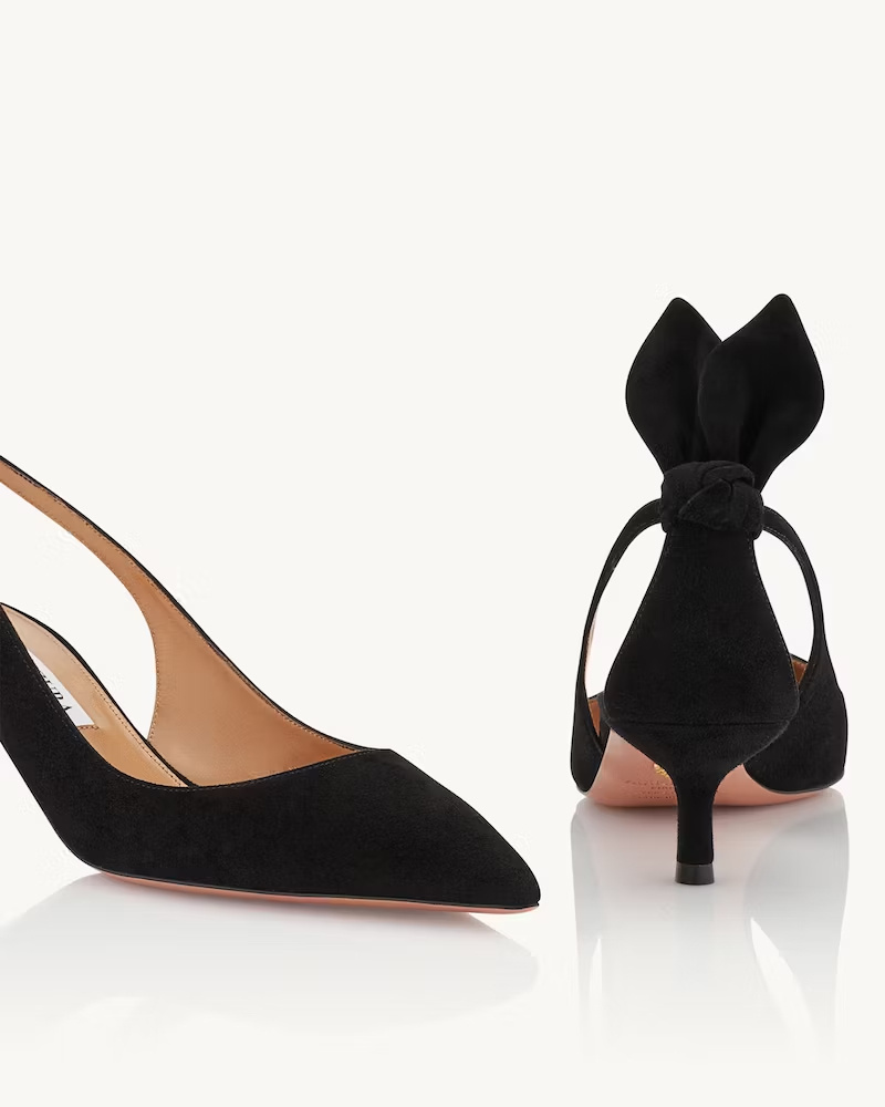 Aquazzura 50 Bow-tie Suede Pumps In Black