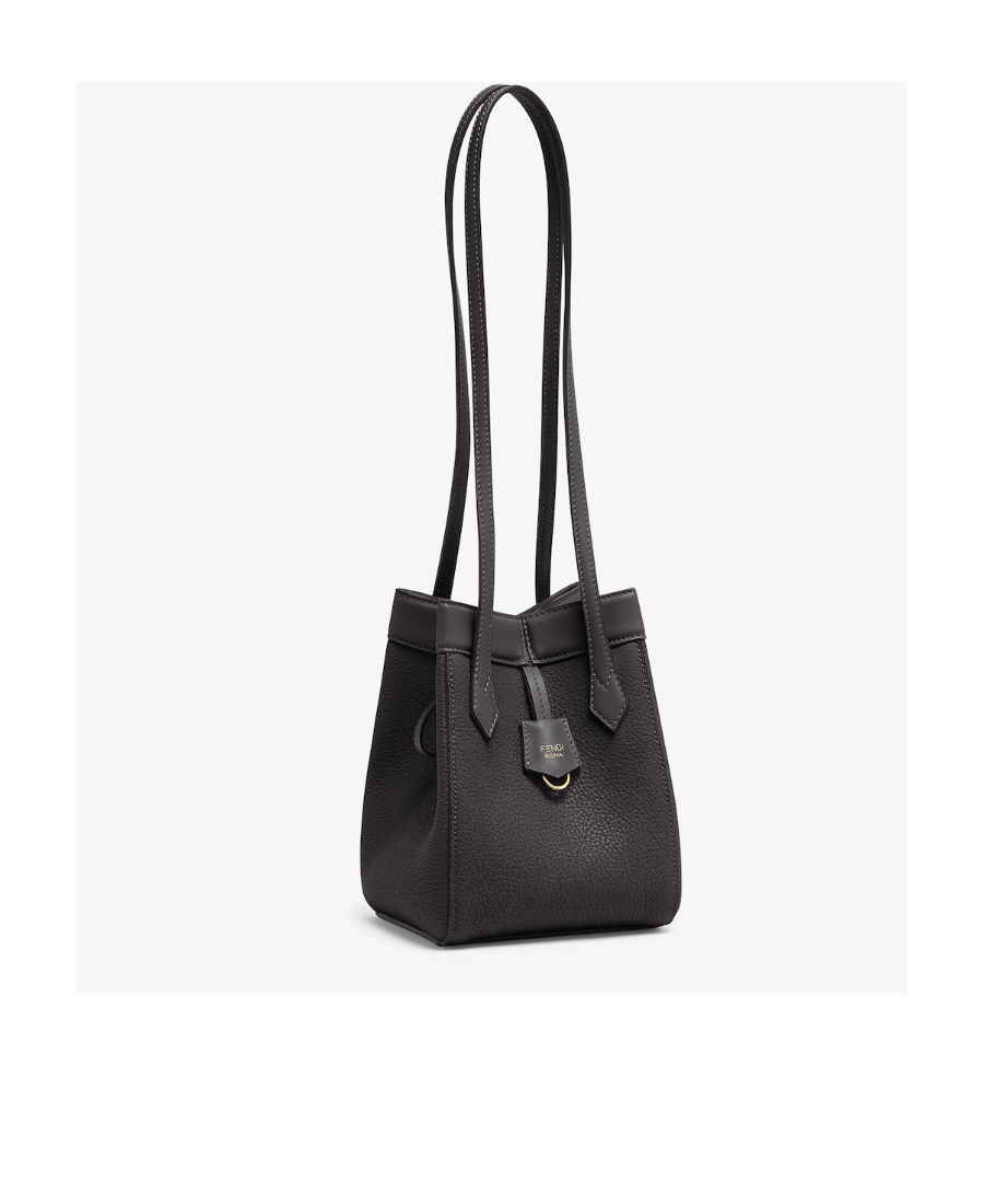Shop Fendi Black Leather Mini Bag That Can Be Transformed
