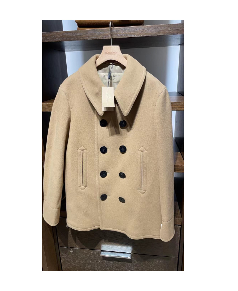 Burberry Double Breasted Coat In Orange