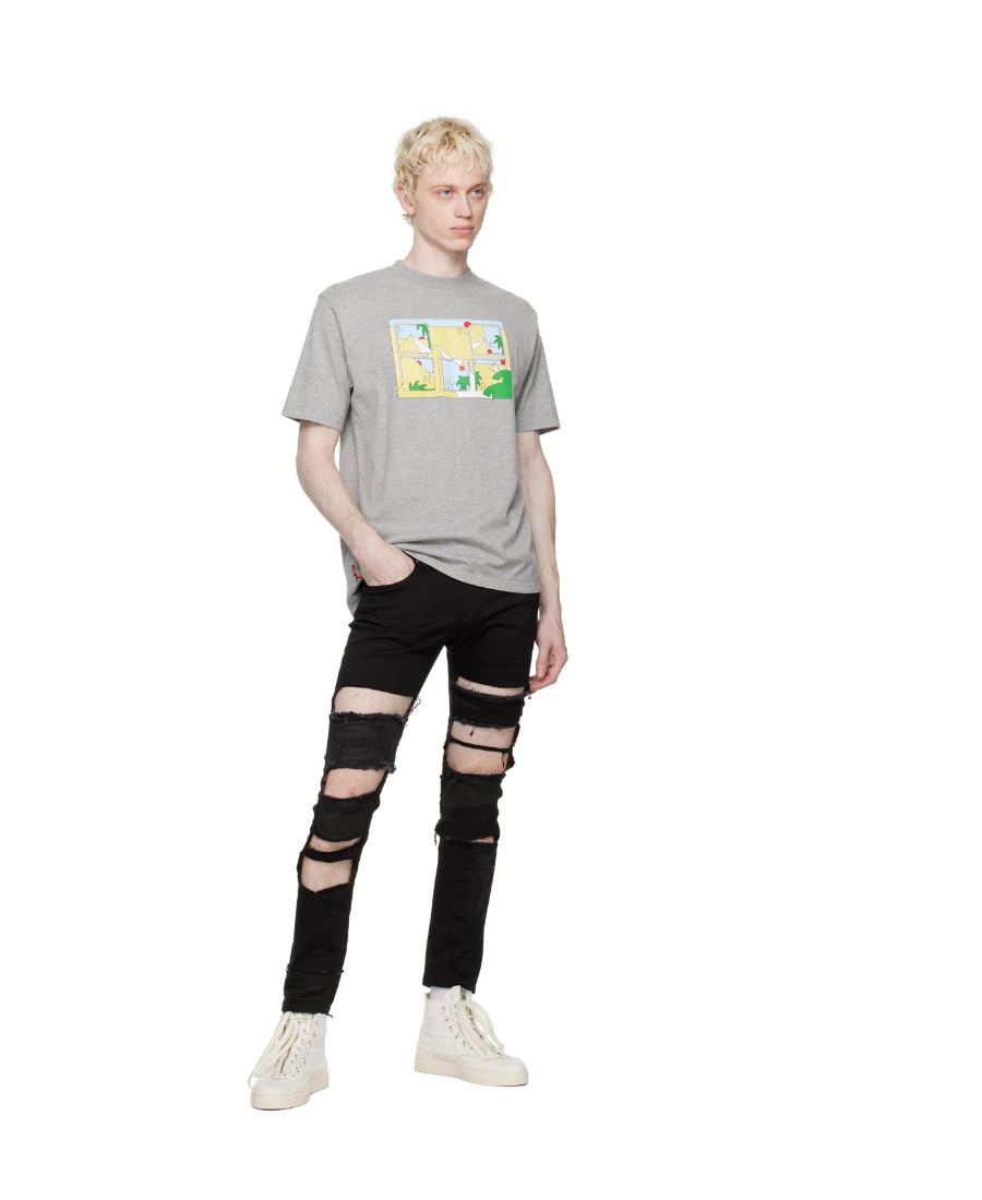 Undercover Printed Round-necked T-shirt In Gray