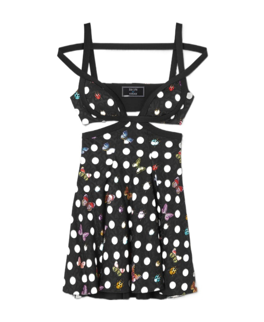 Shop Versace X Dua Lipa Printed Midi Dress In Green