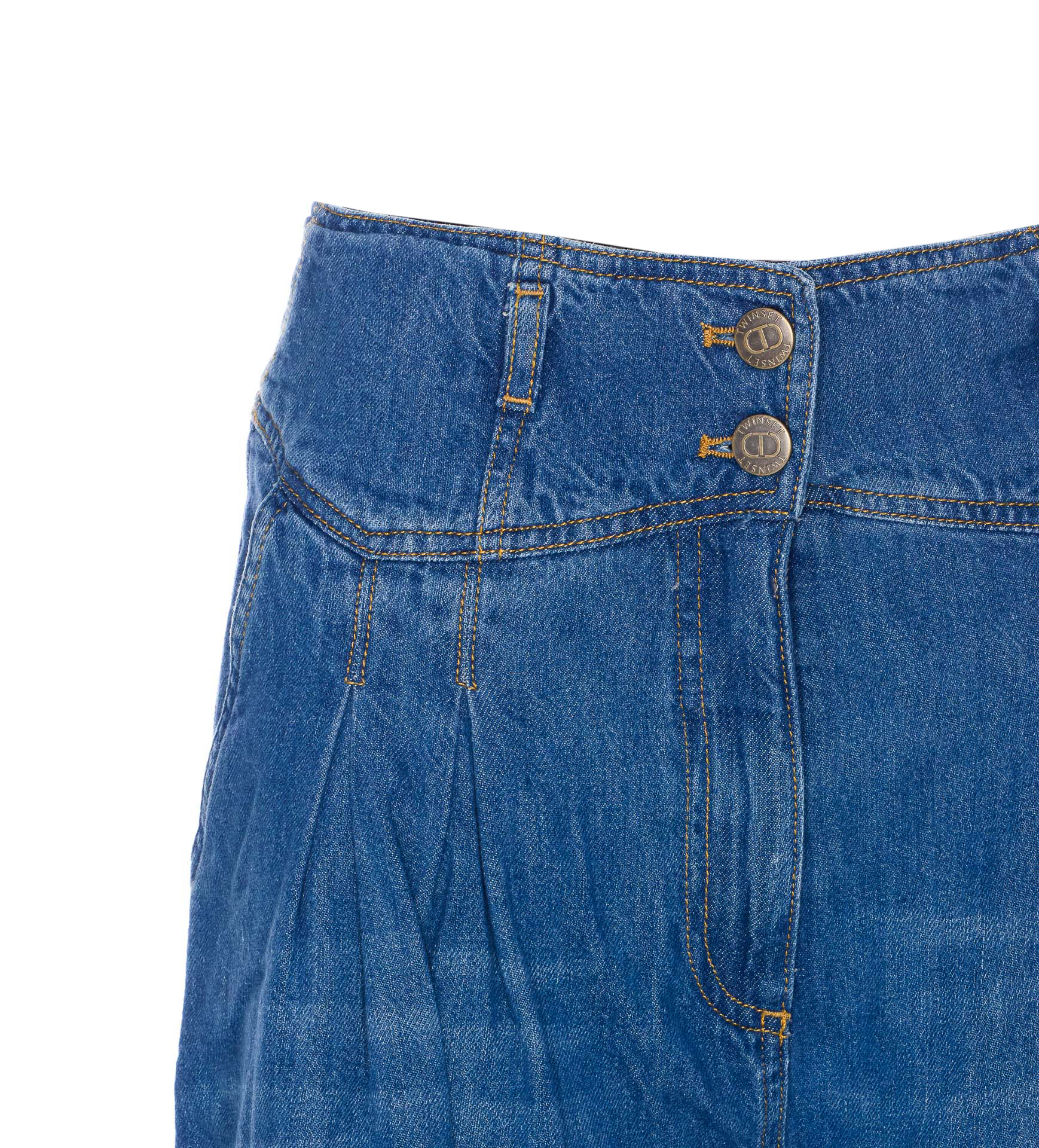 Twinset High Waist Wide-leg Denim Trousers In Blue