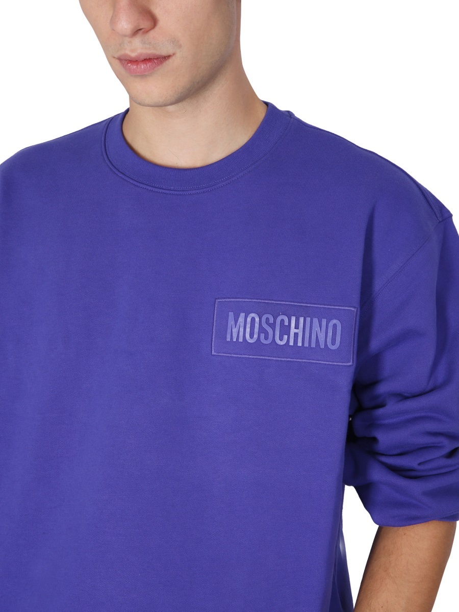 Moschino Couture Sweatshirt With Logo Patch In Blue