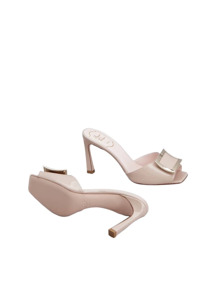 Roger Vivier Square-headed High-heeled Sandals In Nude