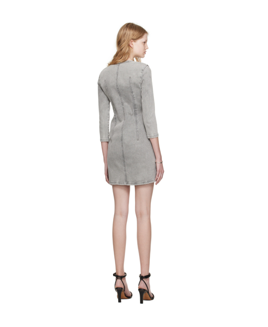 Isabel Marant Vona Mini Denim Dress In Gray