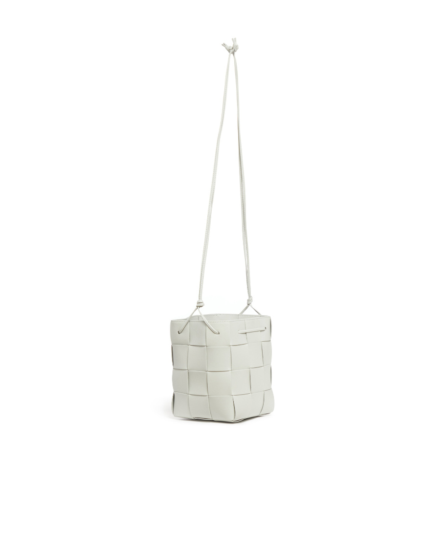 Bottega Veneta Small Cassette Woven Bucket Shoulder Bag In Gray