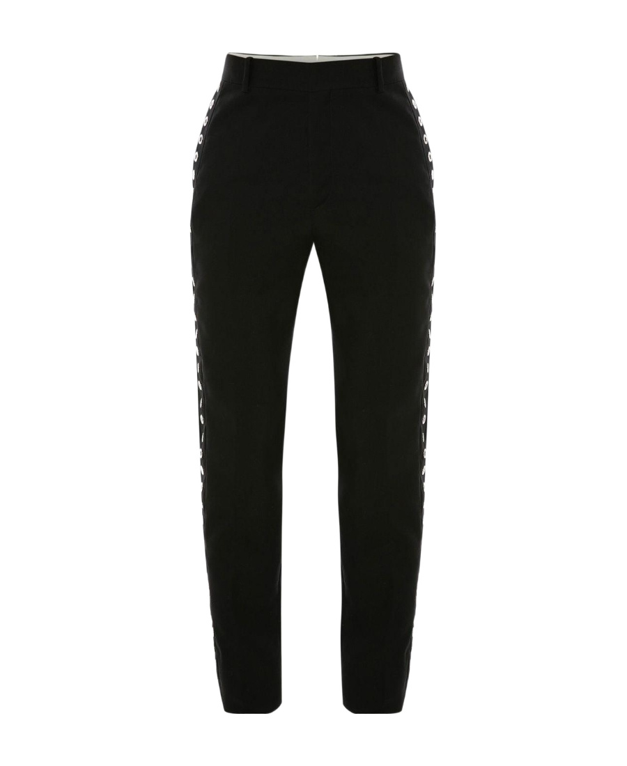 Alexander Mcqueen Eyelet-detail Slim-cut Trousers In Black