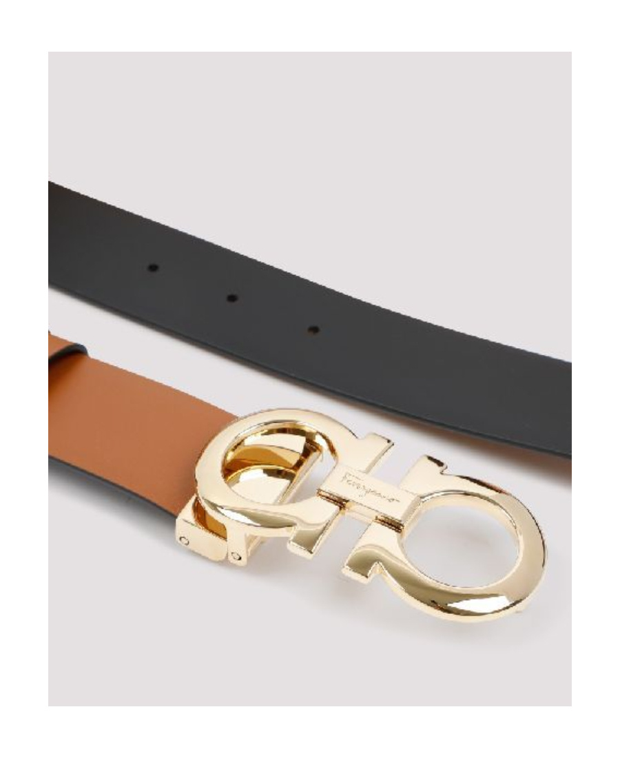 Ferragamo Gancini Reversible Belt In Black