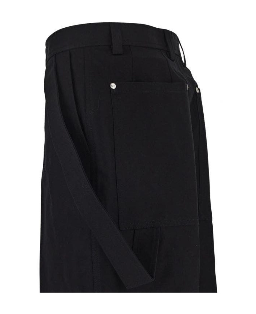 Burberry Black Cotton Wide-leg Pant In Black