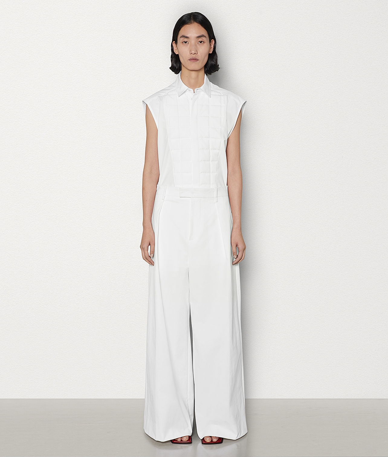 Bottega Veneta High-waisted Wide-leg Trousers In White