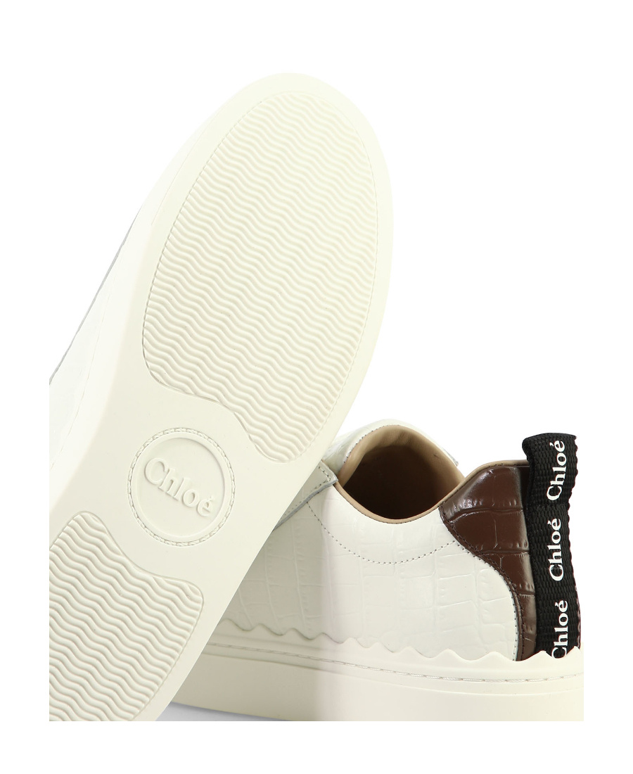 Chloé Lauren Logo Pull-tab Sneakers In White
