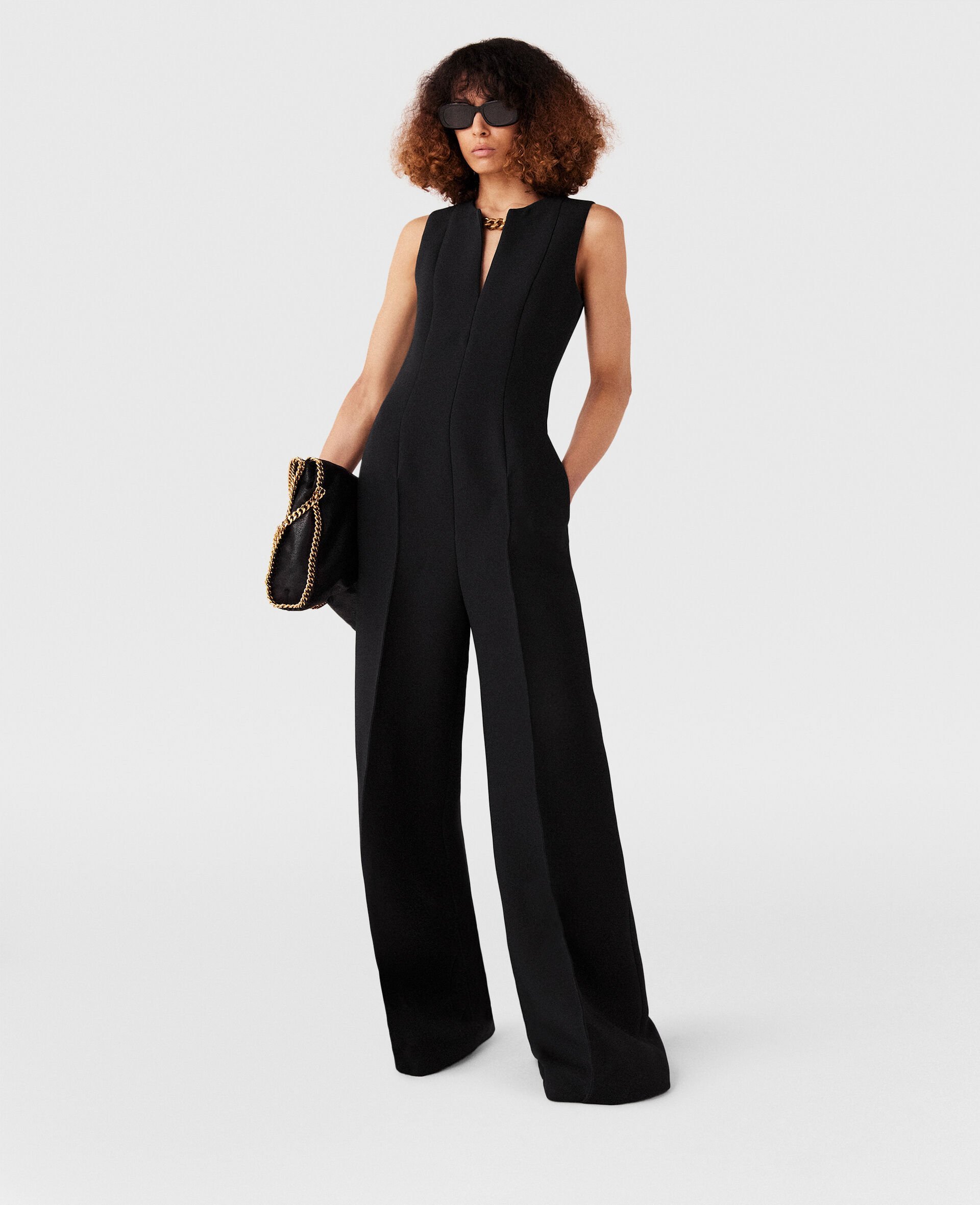 Stella Mccartney Chain-detail Wool And Silk Jumpsuit In Black