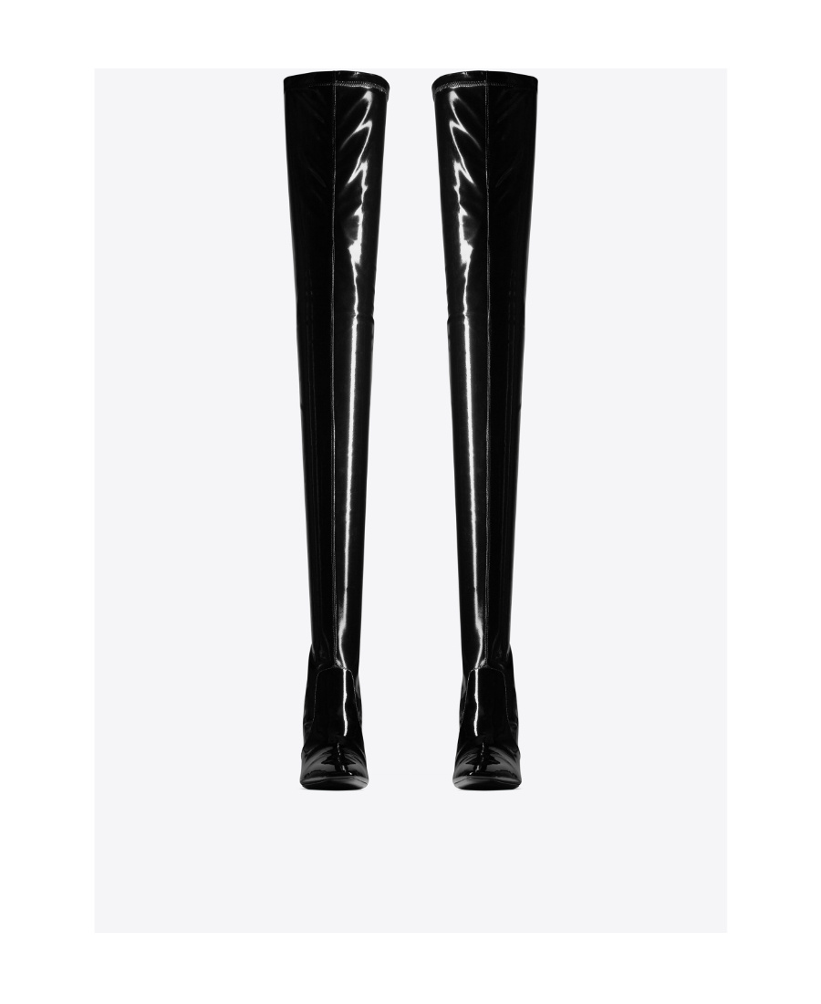 Saint Laurent Joelle 70mm Patent-finish Boots In Black