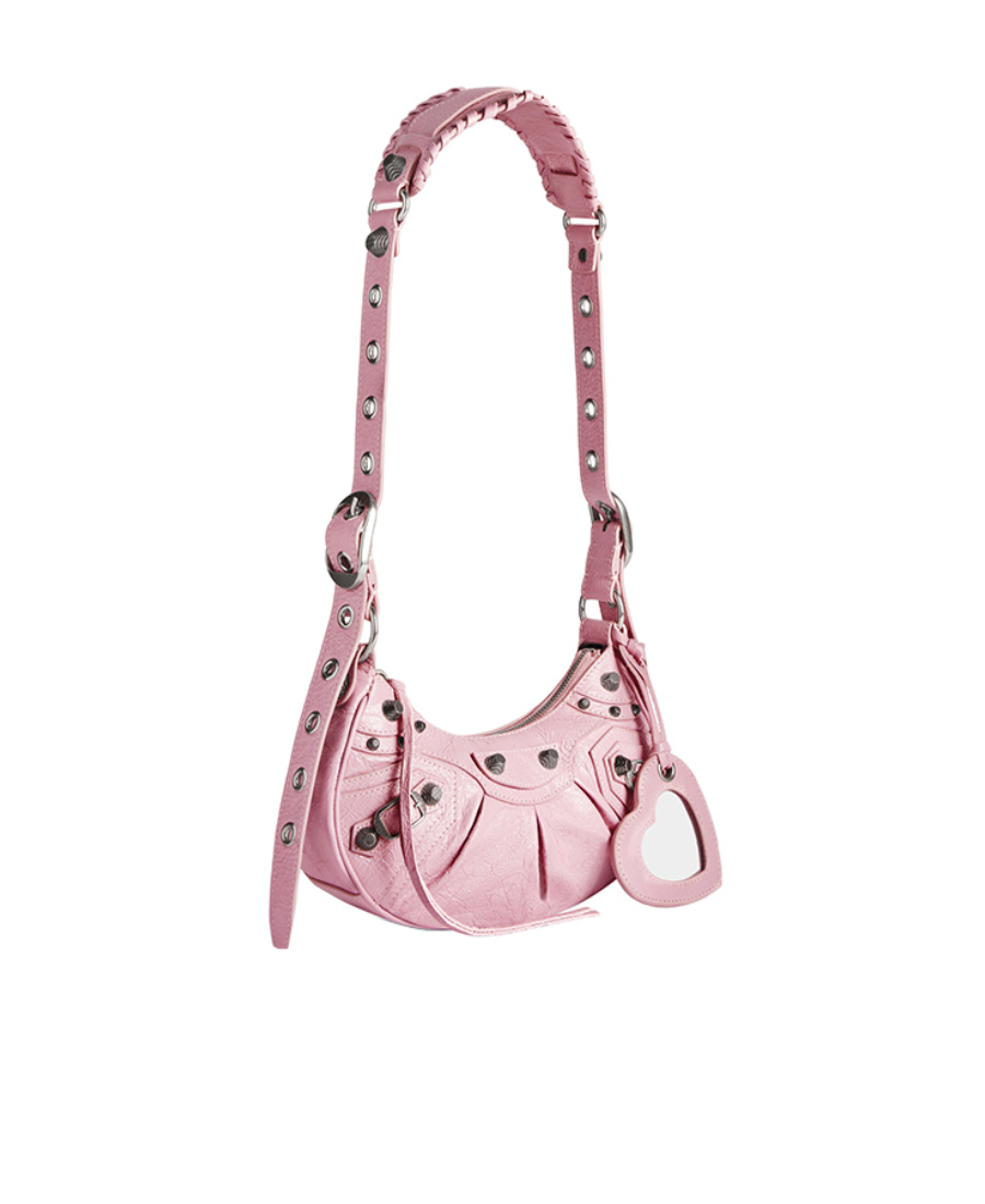 Balenciaga Le Cagole Xs Studded Shoulder Bag In Light Pink