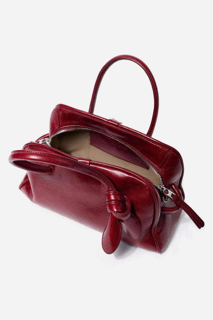 Jacquemus Womens Burgundy Le Petit Turismo Leather Top Handle Bag In Red