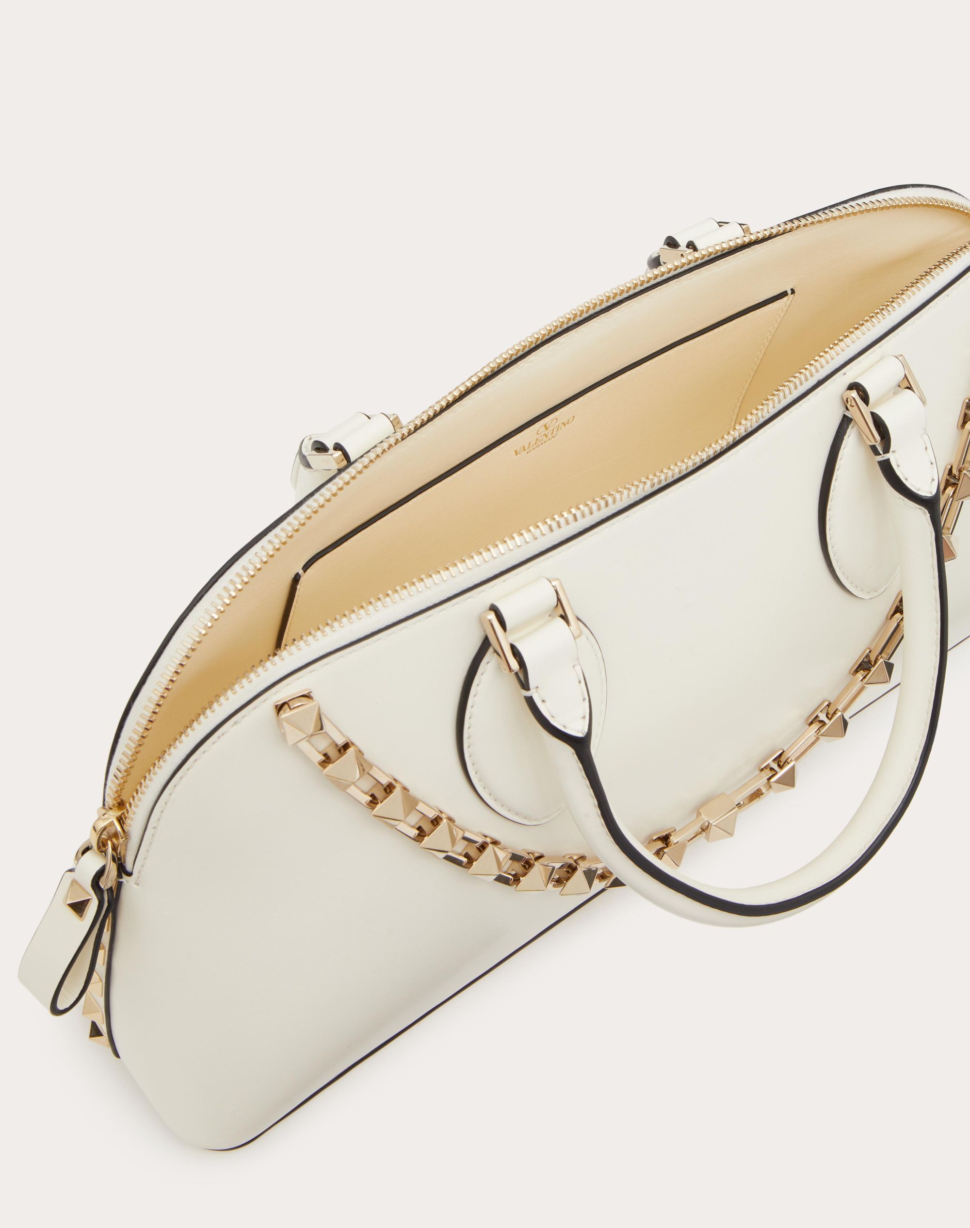 Valentino Rockstud-embellished Leather Tote Bag In White