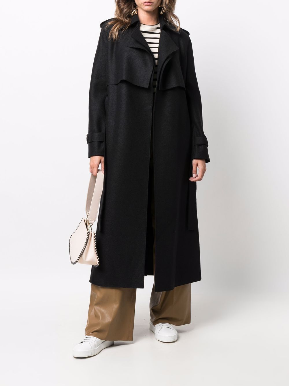 HARRIS WHARF LONDON LONG BELTED TRENCH COAT 