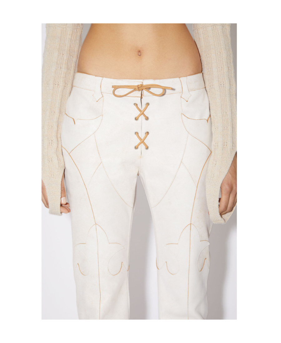 Acne Studios Spliced Leather Trousers In White