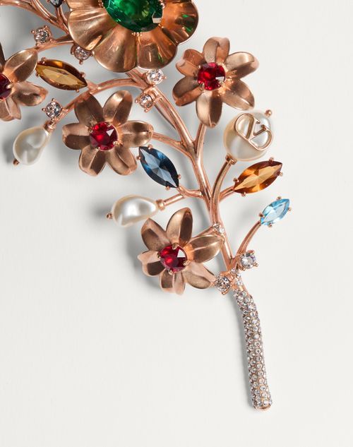 Valentino Floral Brooch In Multicolor