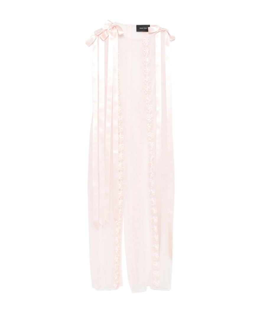 Simone Rocha Womens Pale Pink Daisy Chain Bow-embellished Woven Midi Dress In Pink