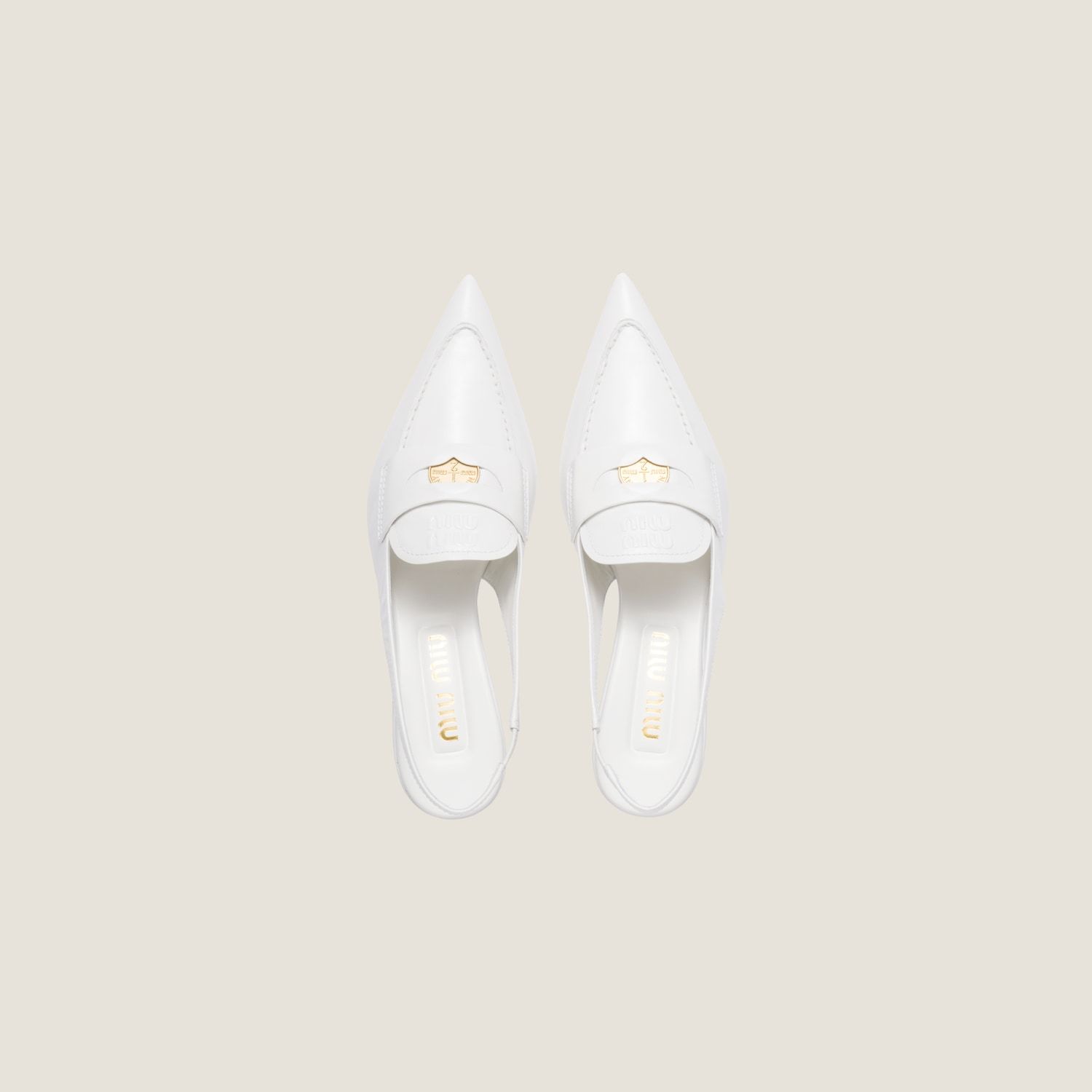 Miu Miu Leather Penny Loafers In White