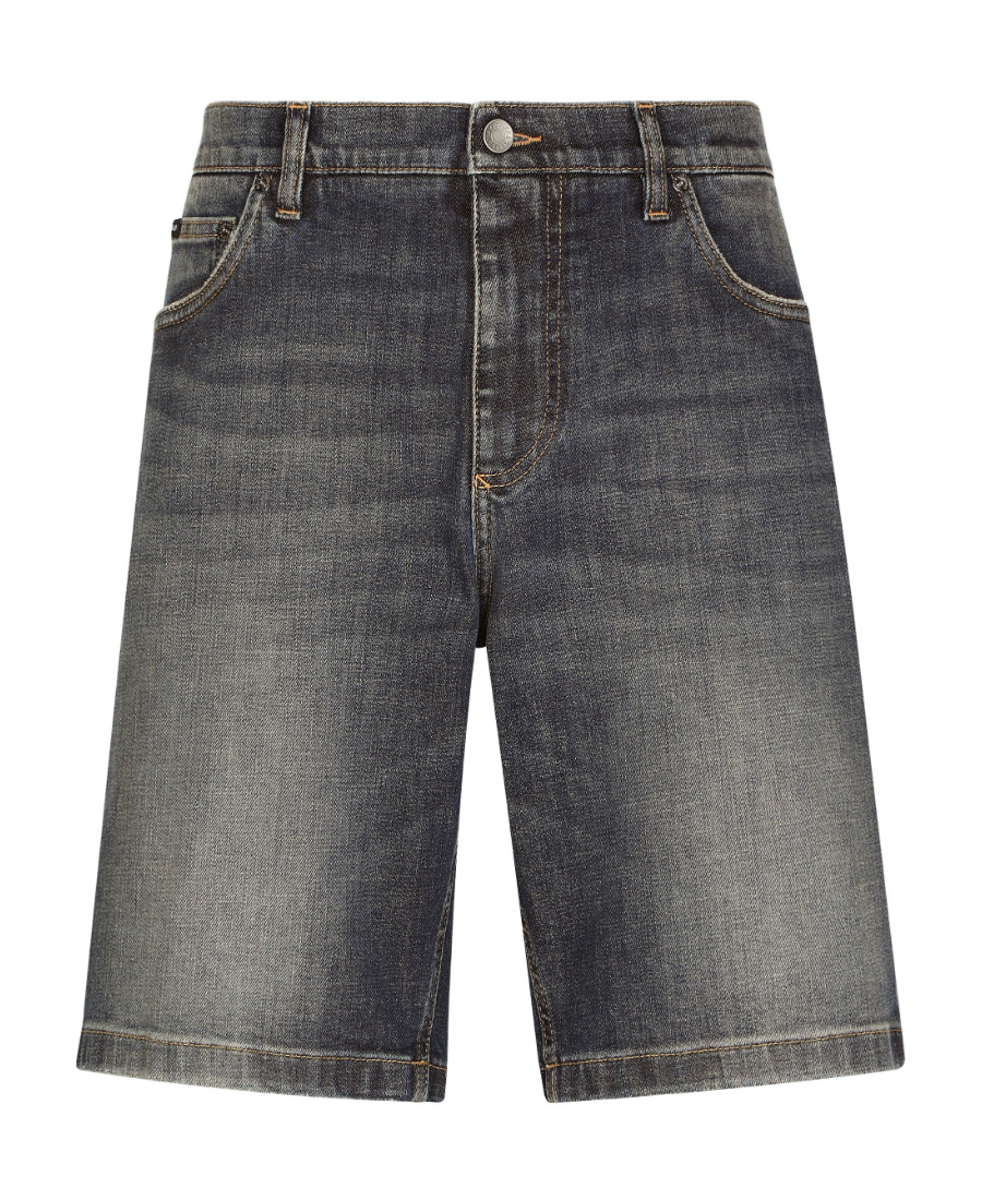 Dolce & Gabbana Faded-effect Denim Shorts In Black