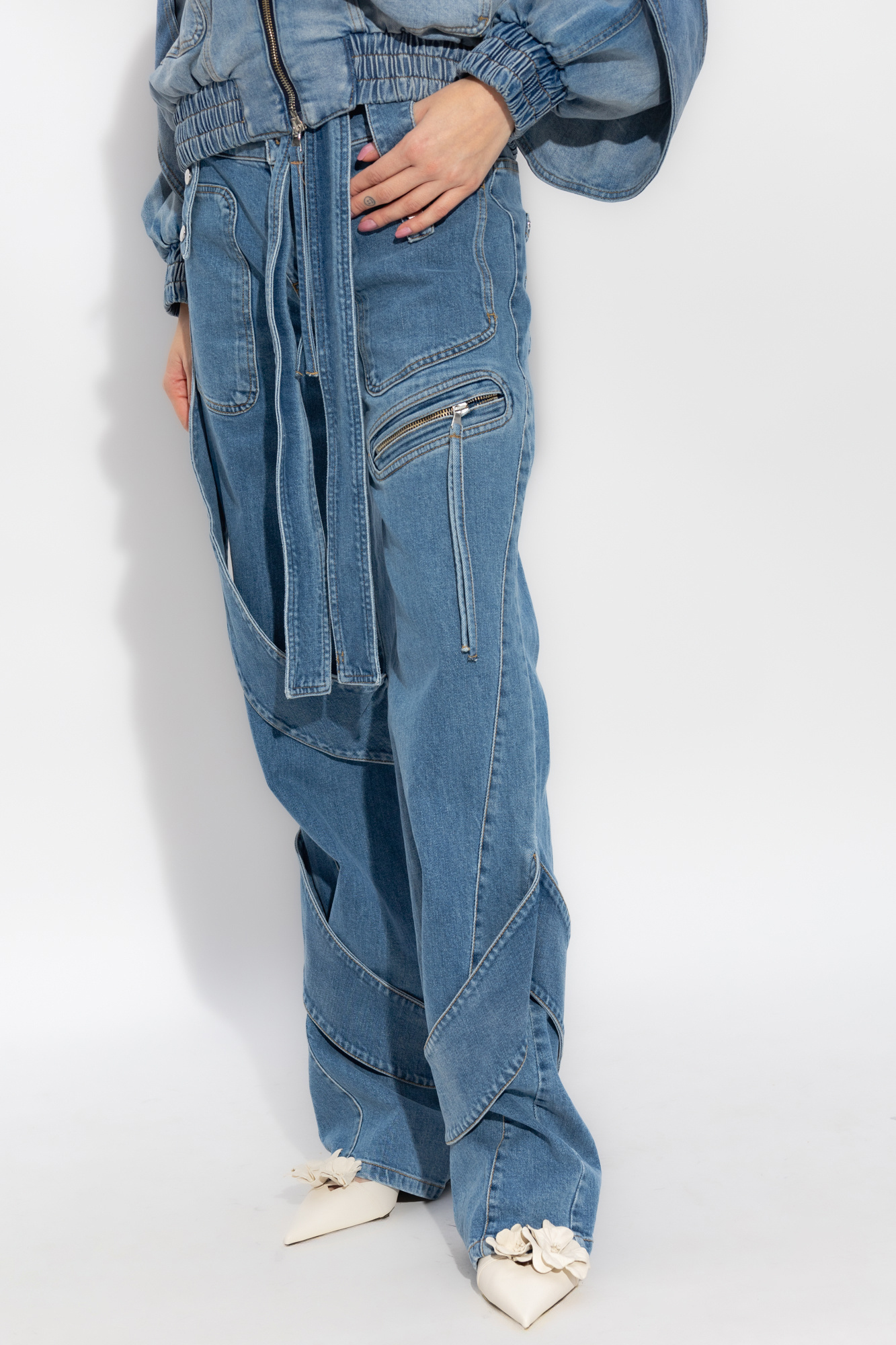 Blumarine Pocket Denim Trousers In Blue