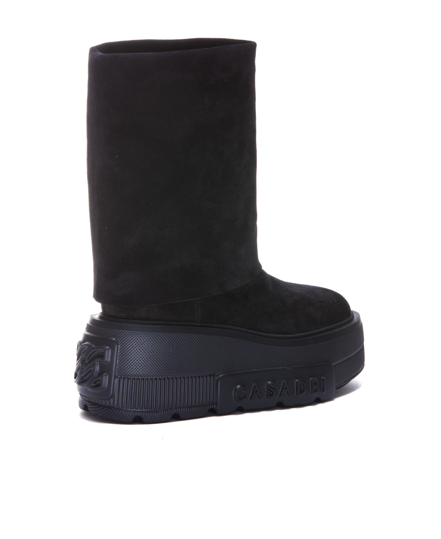 Casadei Nexus Folded Platform Boots In Black