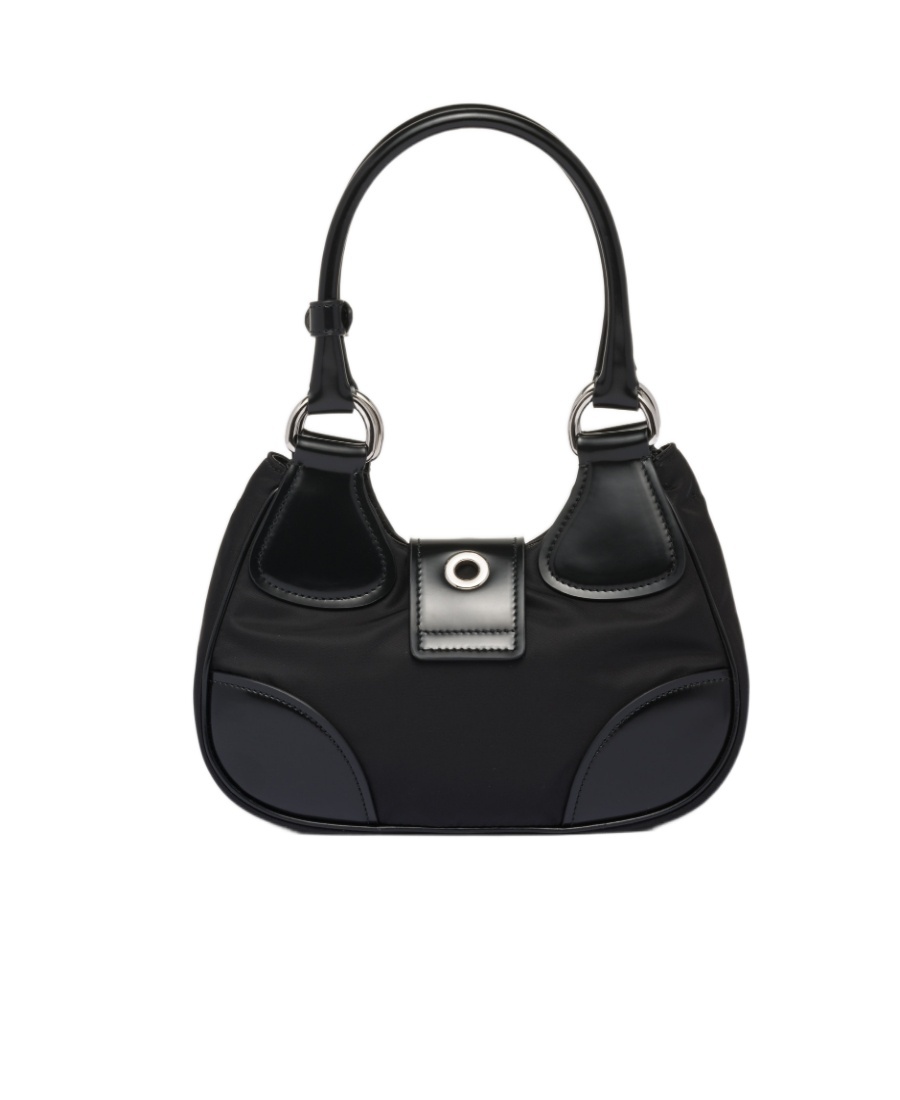 Prada Moon Padded Nappa-leather Mini Bag In Black