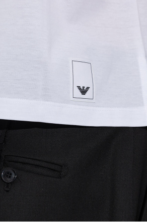 Emporio Armani Asv Jumper In Supima Jersey With Embossed Signature Logo Embroidery In White