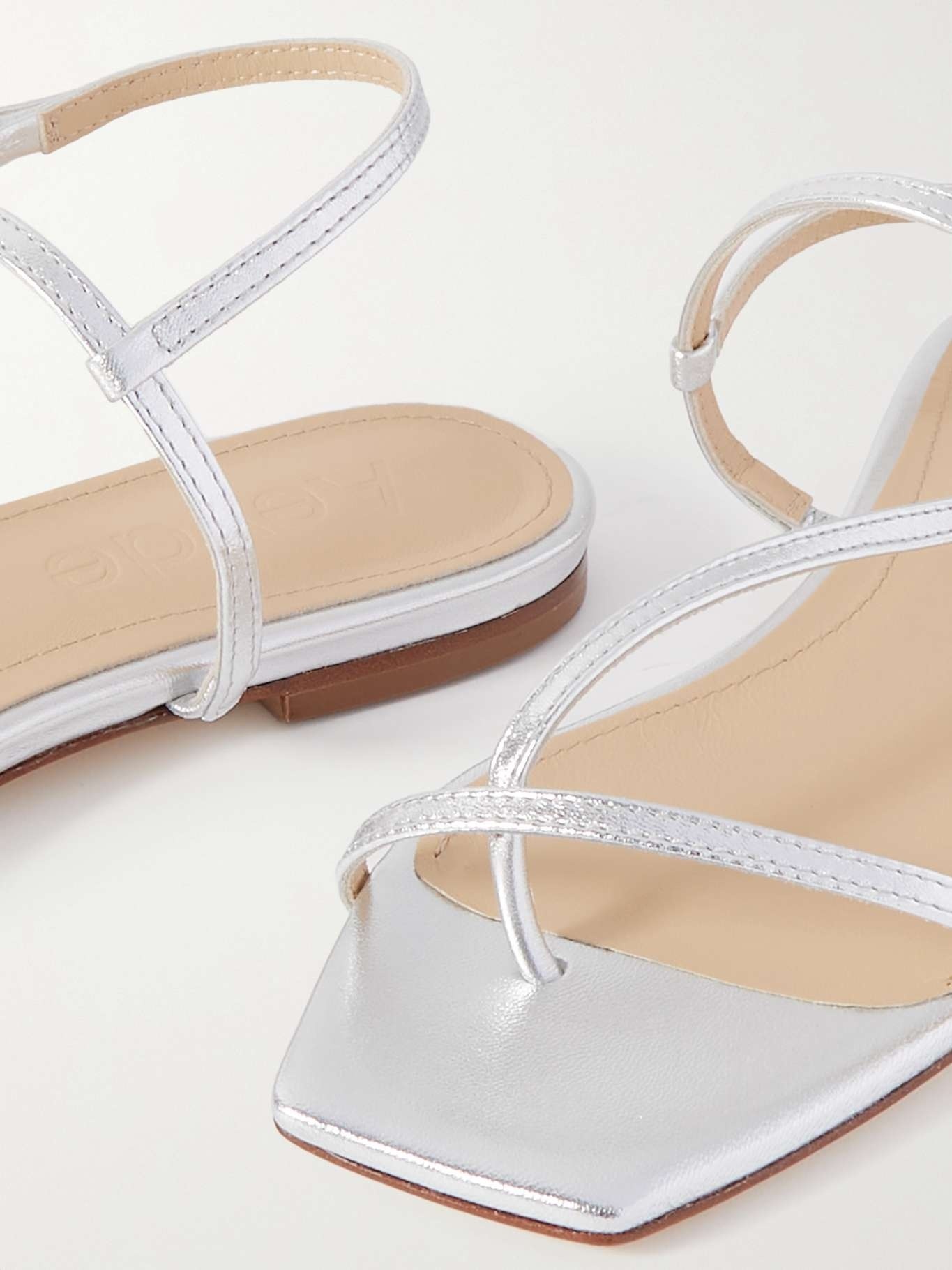 Aeyde Square Toe Flat Sandals In White