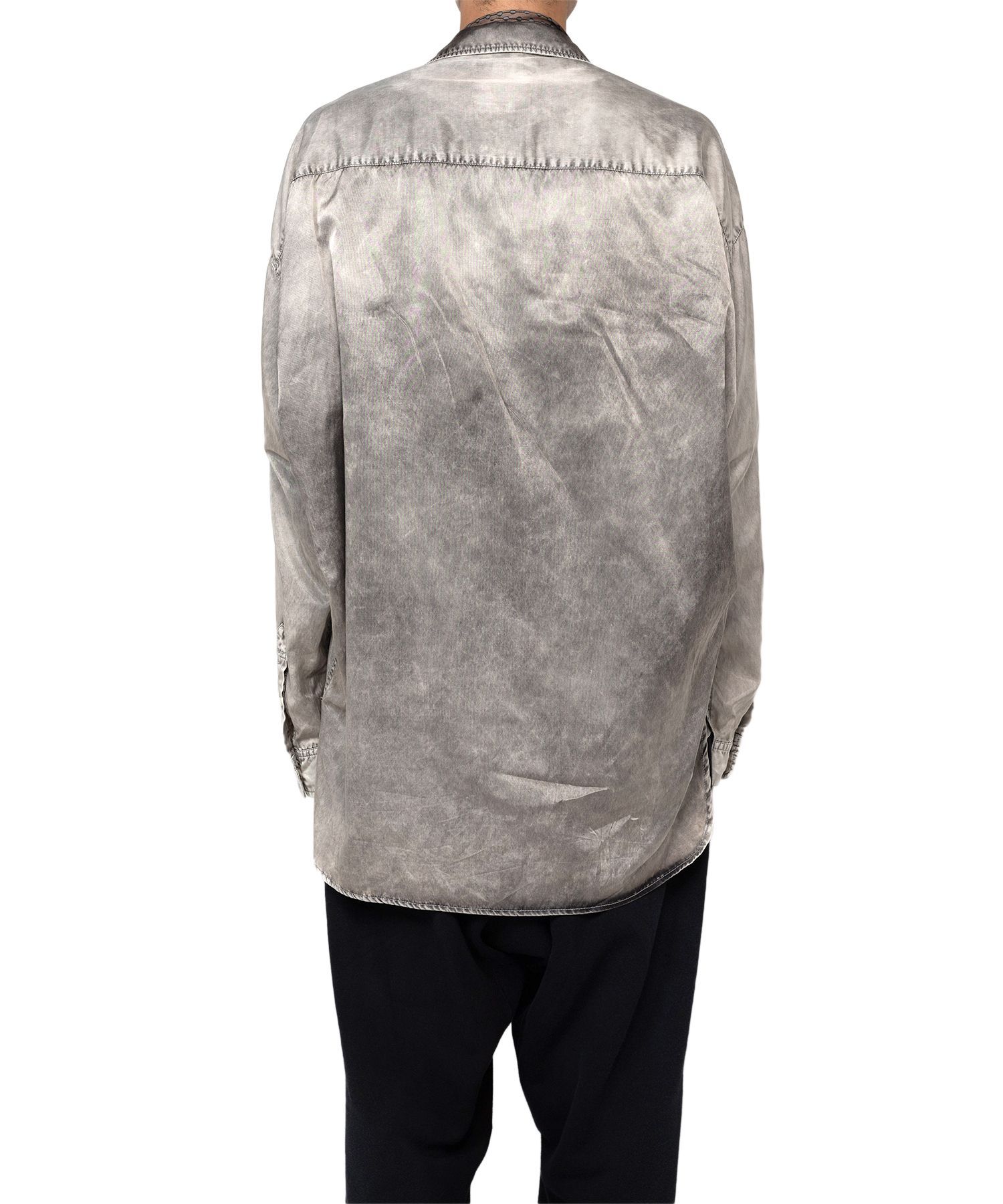 Miharayasuhiro Scarf-detail Distressed-finish Shirt In Gray