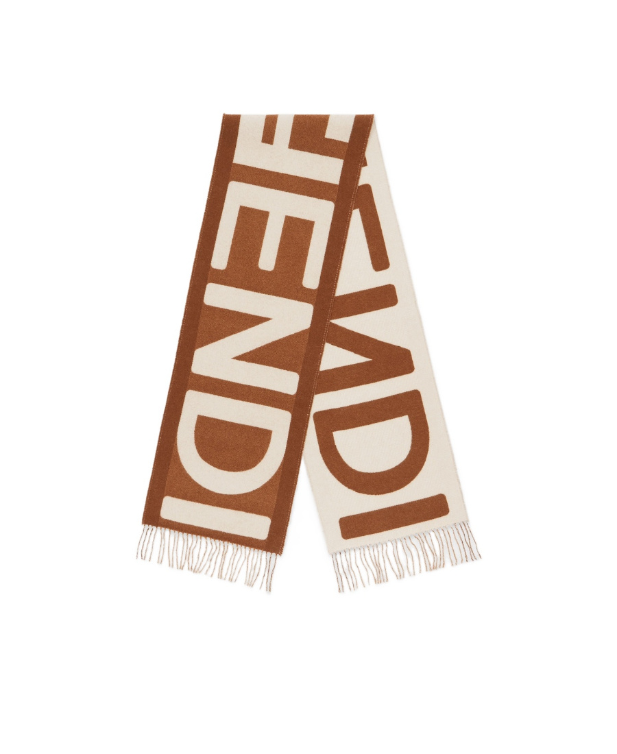 Fendi Jacquard Wool Scarf In Brown