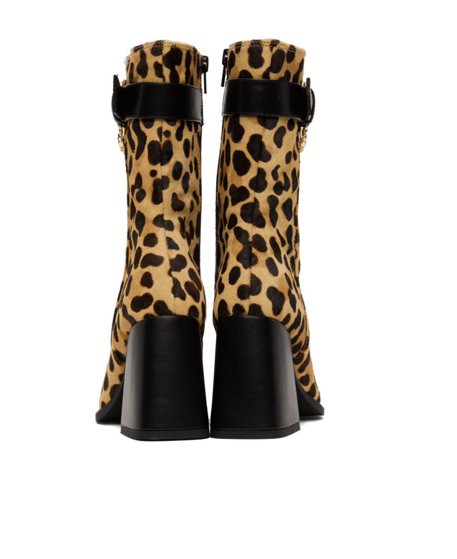 Versace Jeans Leopard Print High Heel And Ankle Boots In Brown