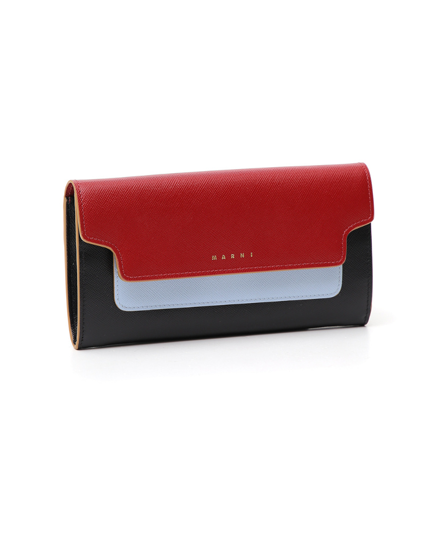 Shop Marni Color Block Logo Wallet In Red