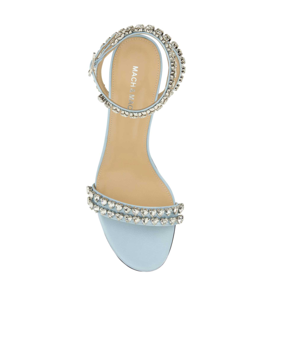 Mach&mach 90mm Crystal-embellished Satin Sandals In Blue