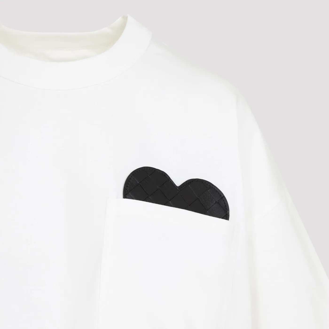 Bottega Veneta White Short-sleeved Crop T-shirt With Heart In Yellow