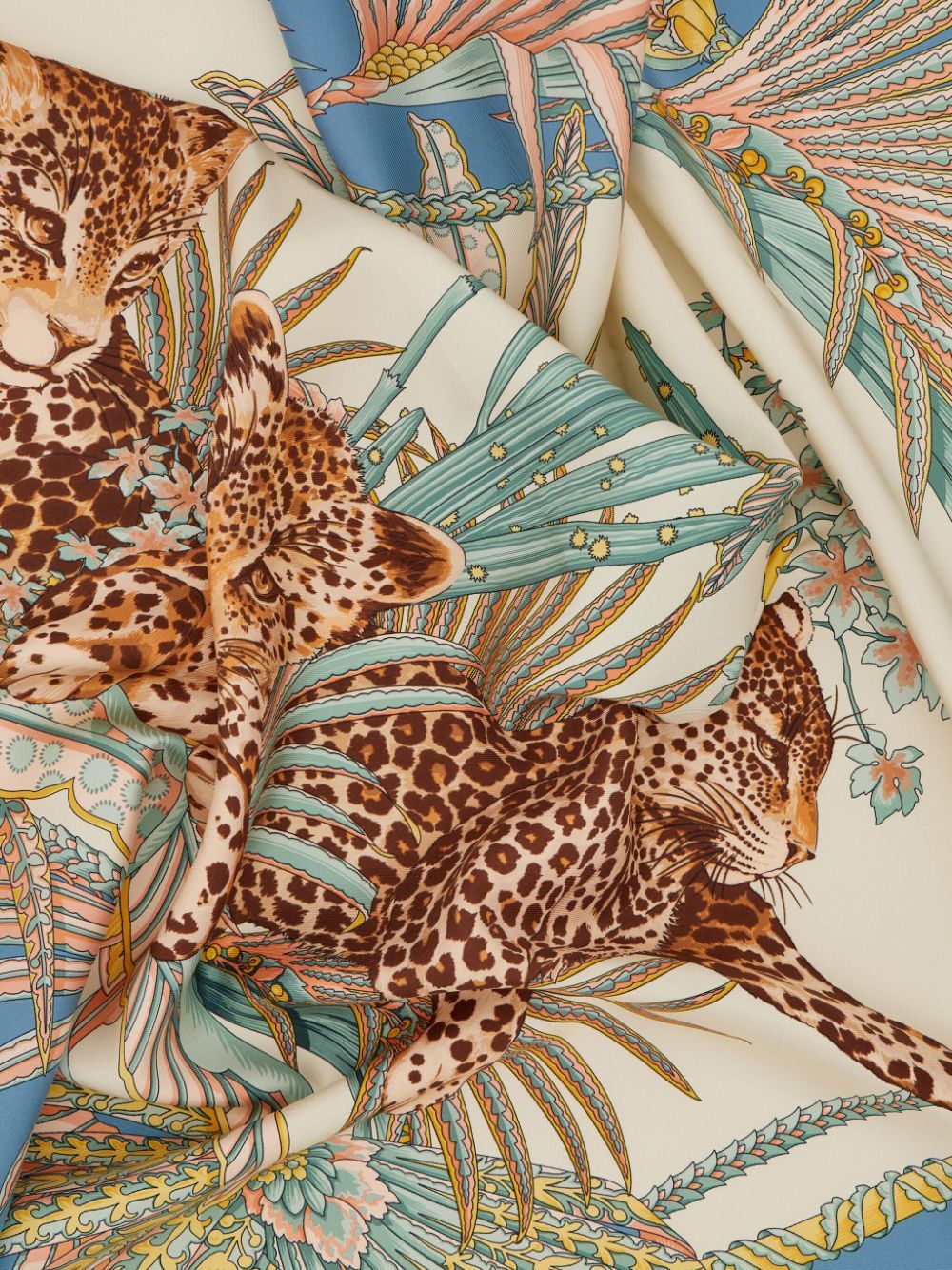 Ferragamo Leopard Print Silk Scarf In Multicolor
