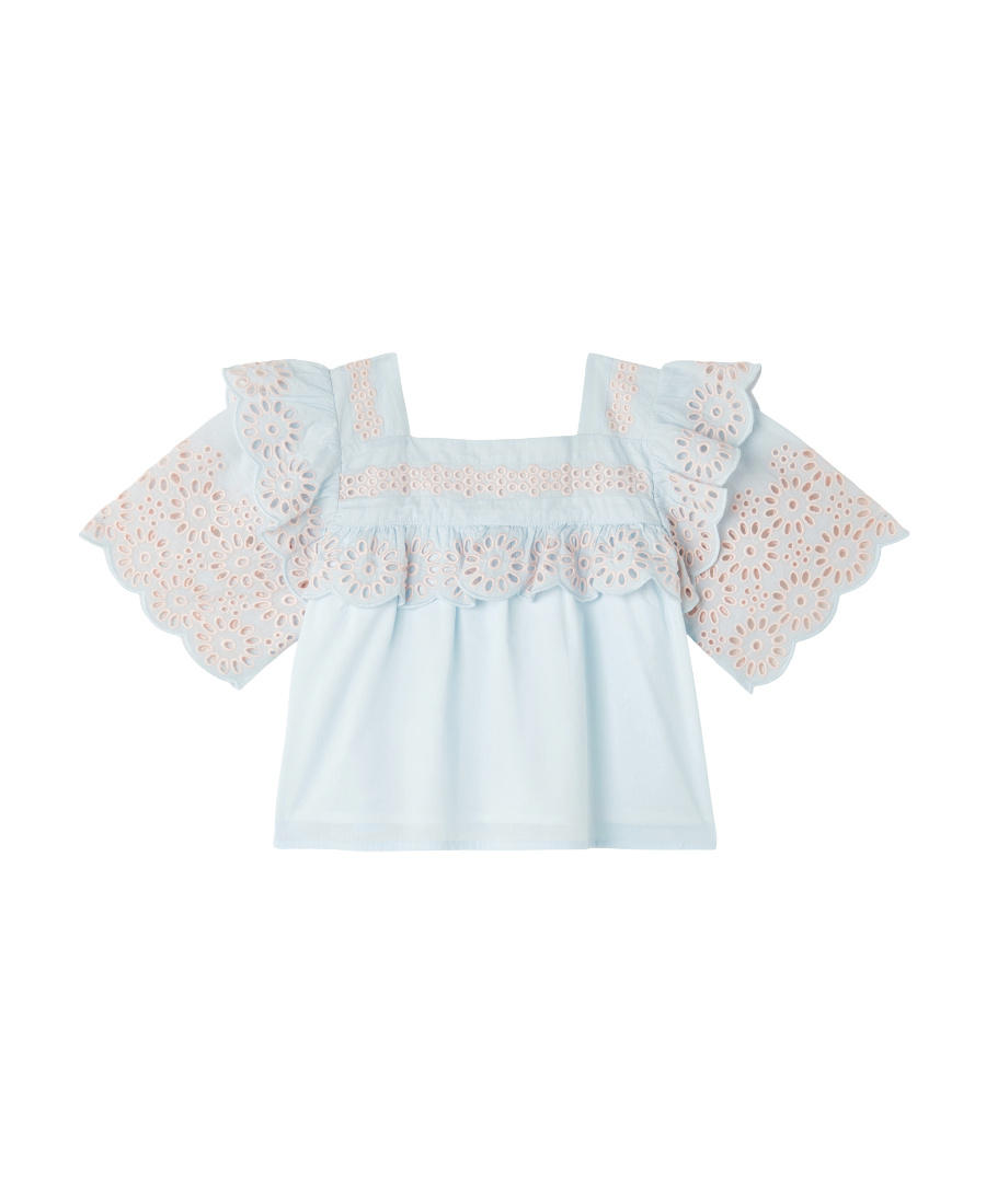 Stella Mccartney Kids Embroidered Square Neck Top In White