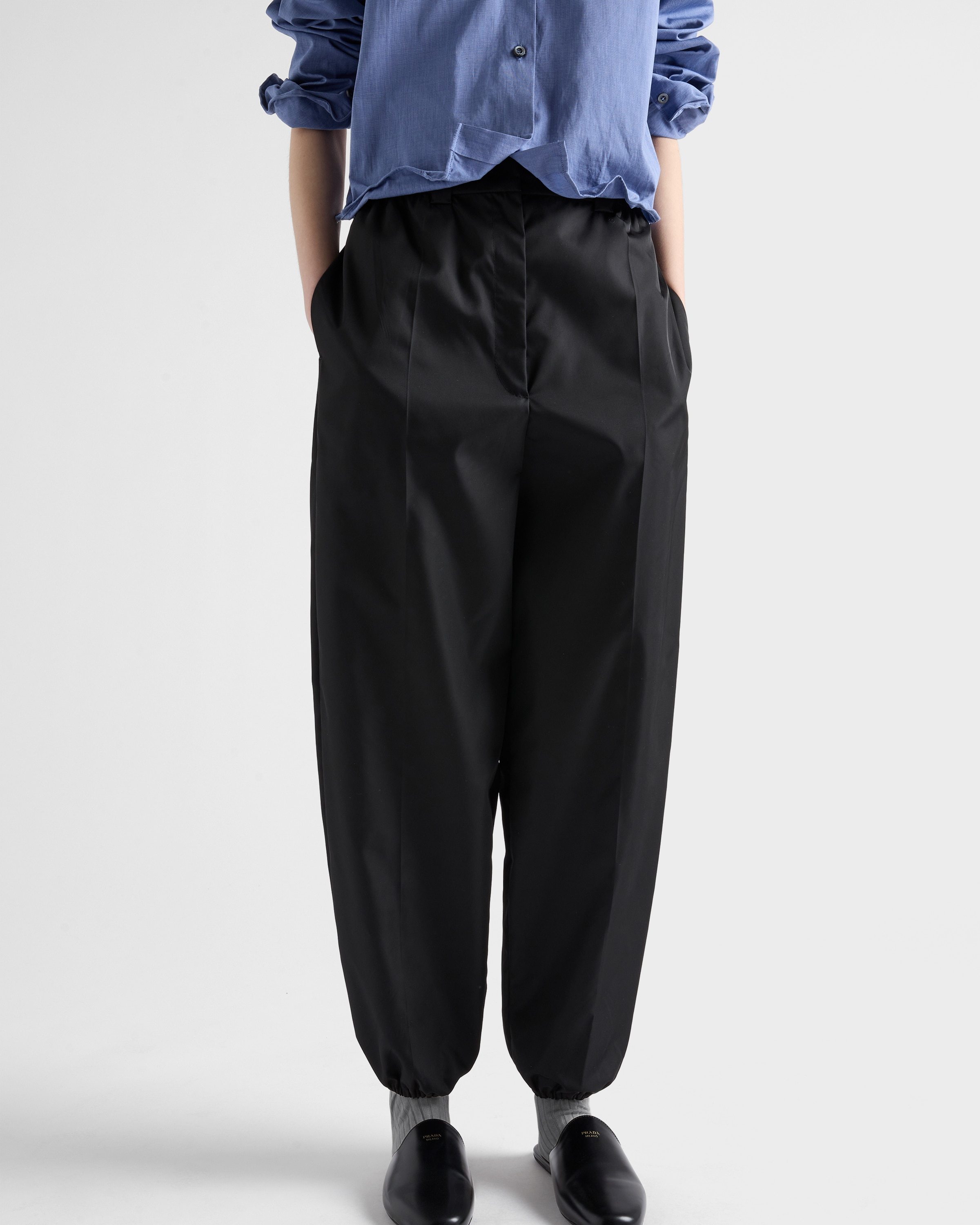 Prada Re-nylon Gabardine Trousers In Black