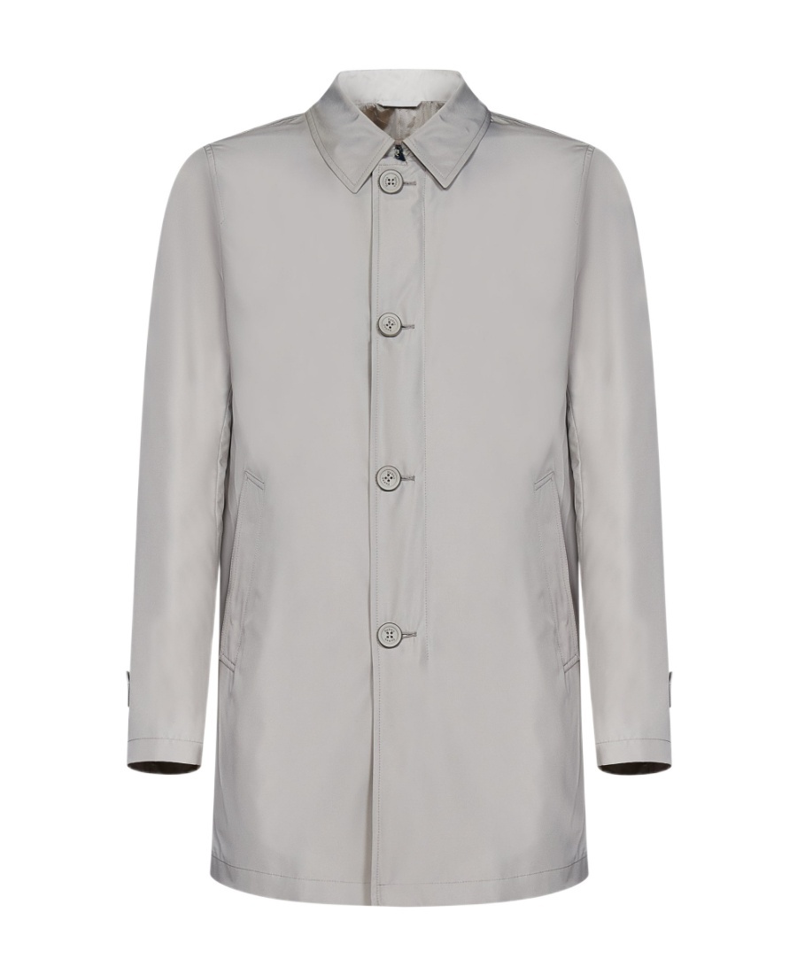 Herno Natural-colored Technical Fabric Raincoat In Gray