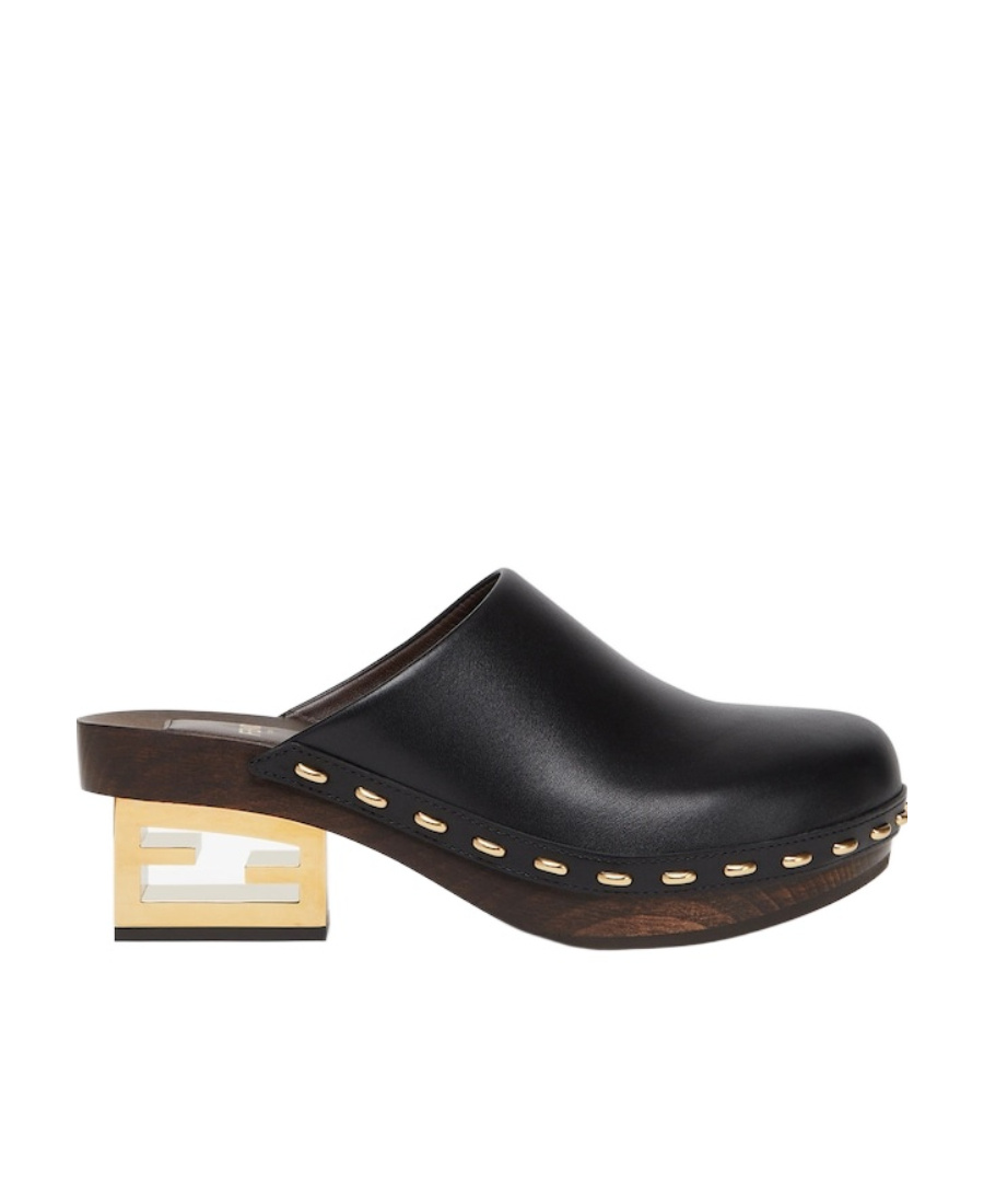 Shop Fendi Logo Block-heel Mules In Black