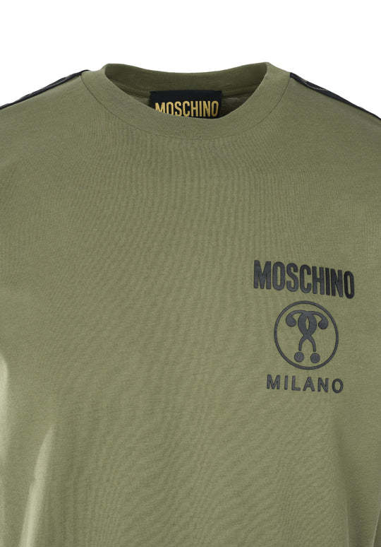 Moschino Double Question Mark Cotton T-shirt In Green