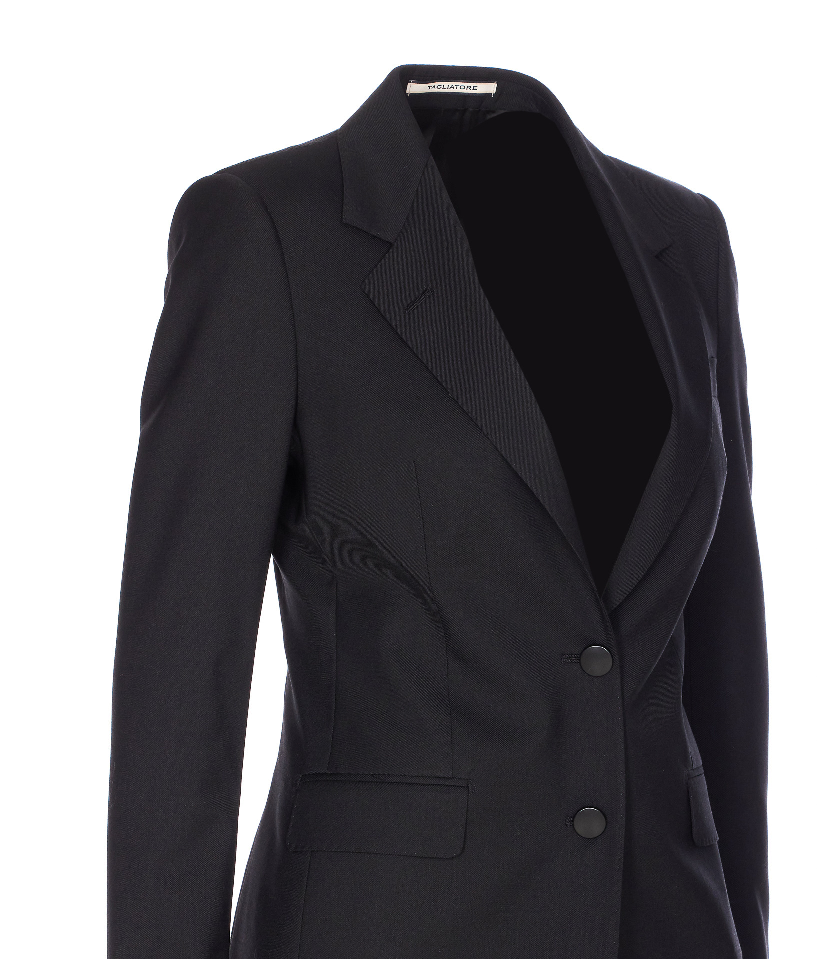 Tagliatore Notched Lapel Jacket Long Sleeves Pockets In Black