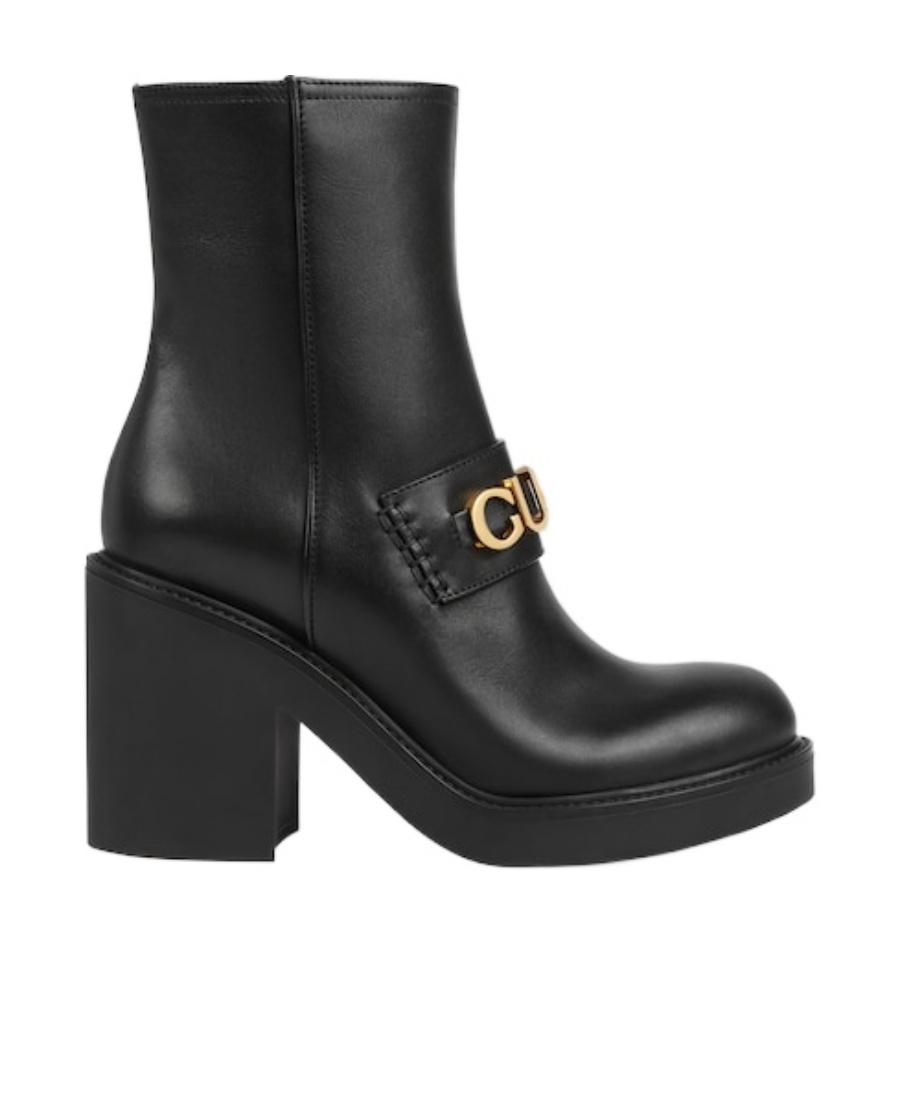 Gucci Womens Black Horsebit Block-heel Leather Ankle Boots In Black