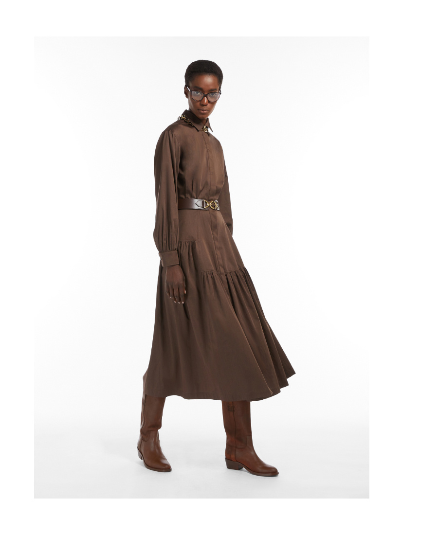 Max Mara Tiered-hem Shirt Dress In Brown