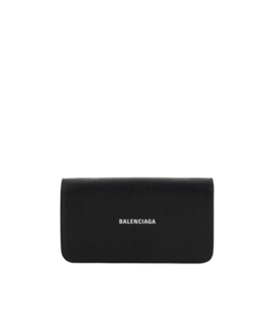Balenciaga Logo Chain Wallet In Black/white