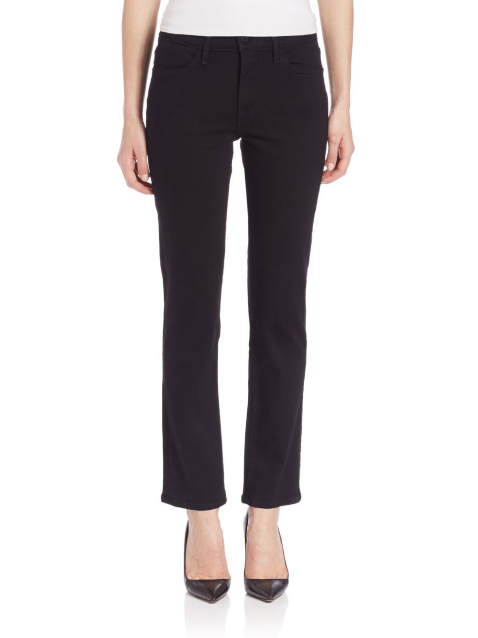 Frame Le High Straight Leg Jeans In Black