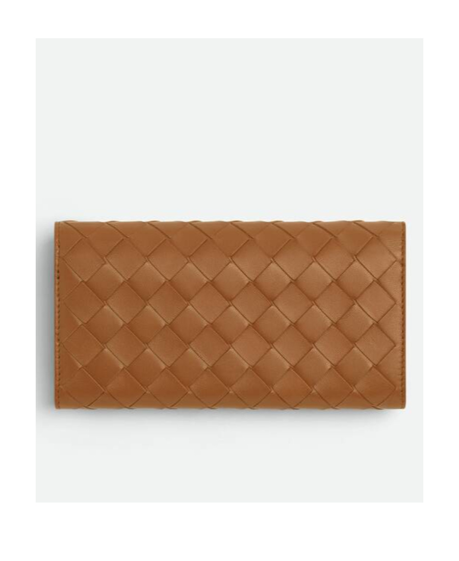 Bottega Veneta Continental Intrecciato Leather Wallet In Brown
