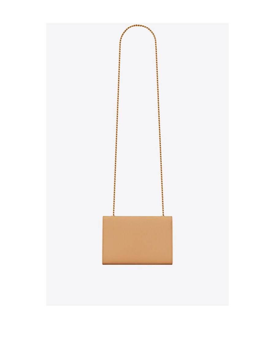 Saint Laurent Logo-plaque Crossbody Bag In Nude